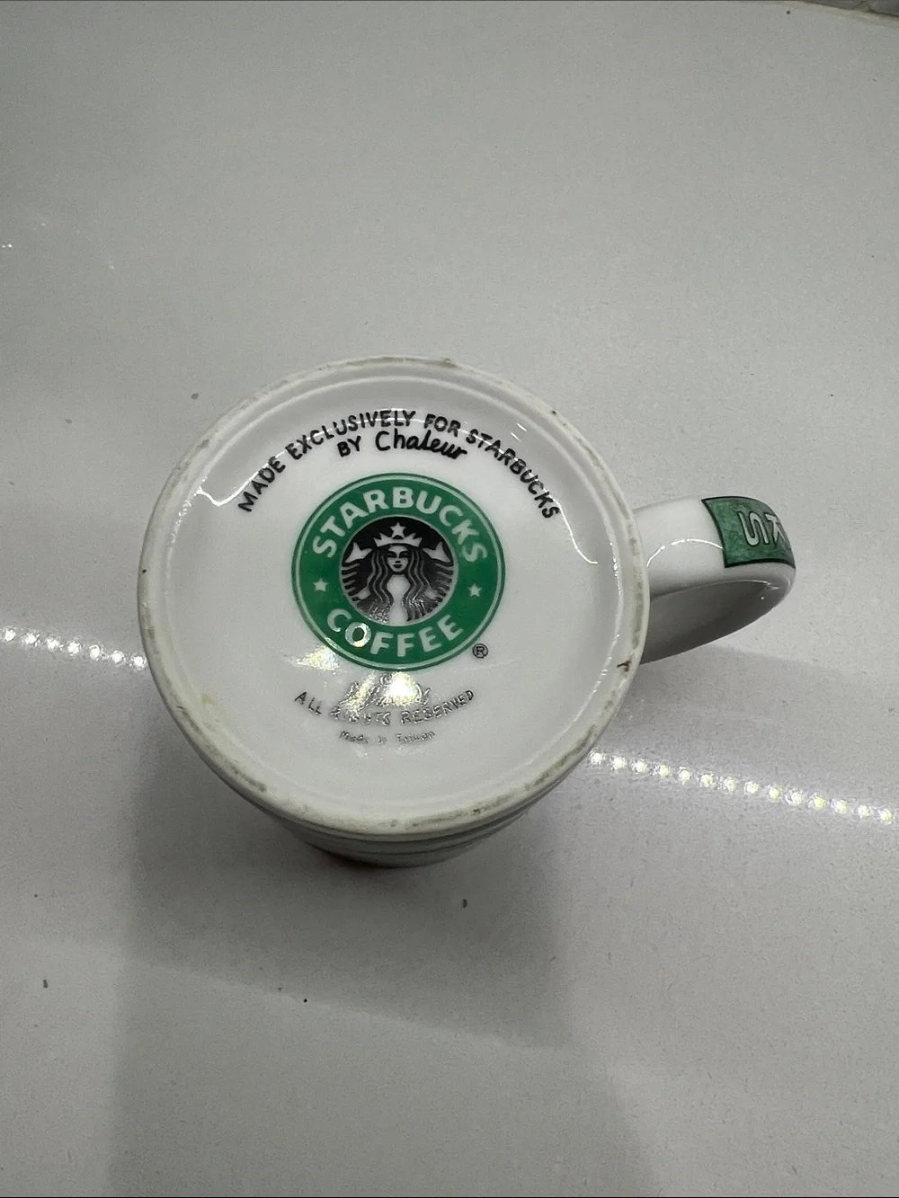 Starbucks Ceramic Mug with Green, Black & Yellow Graphic